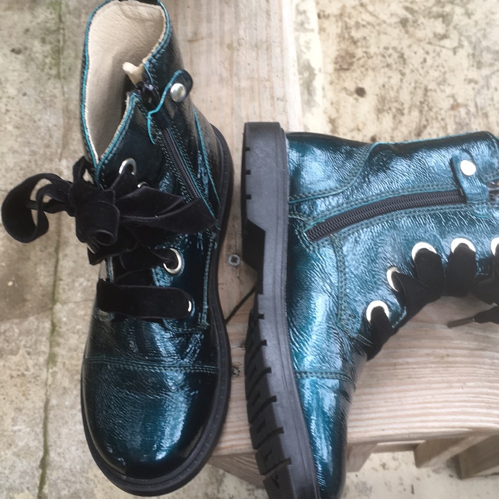 Naturino Blue/Green Metallic Genuine Leather Boots